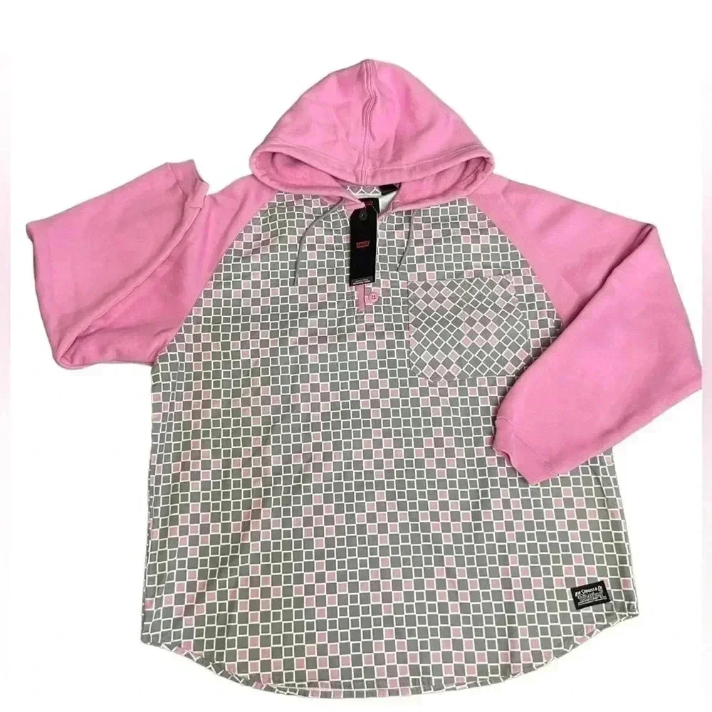 Levi's Skateboarding Hoodie Pink Gray Heavyweight Sweater Mens Size M New